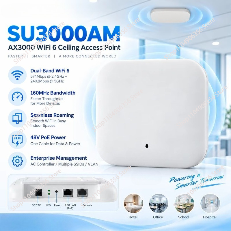 Wifi 6 Access Point Ceiling Poe - AX3000 จุดเชื่อมต่อไร้สายภายในอาคาร รองรับ WiFi 6 แบบ
