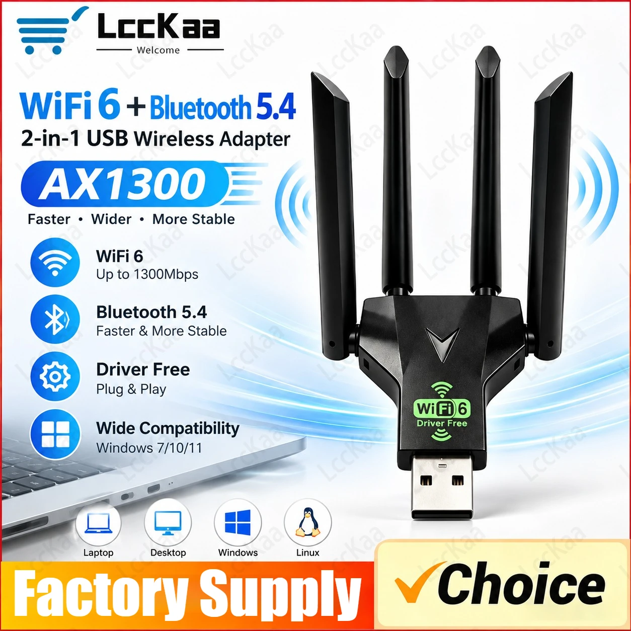 Wifi 6 Usb Adapter Ax1800 - AX1300 อะแดปเตอร์ USB WiFi 6 บลูทูธ