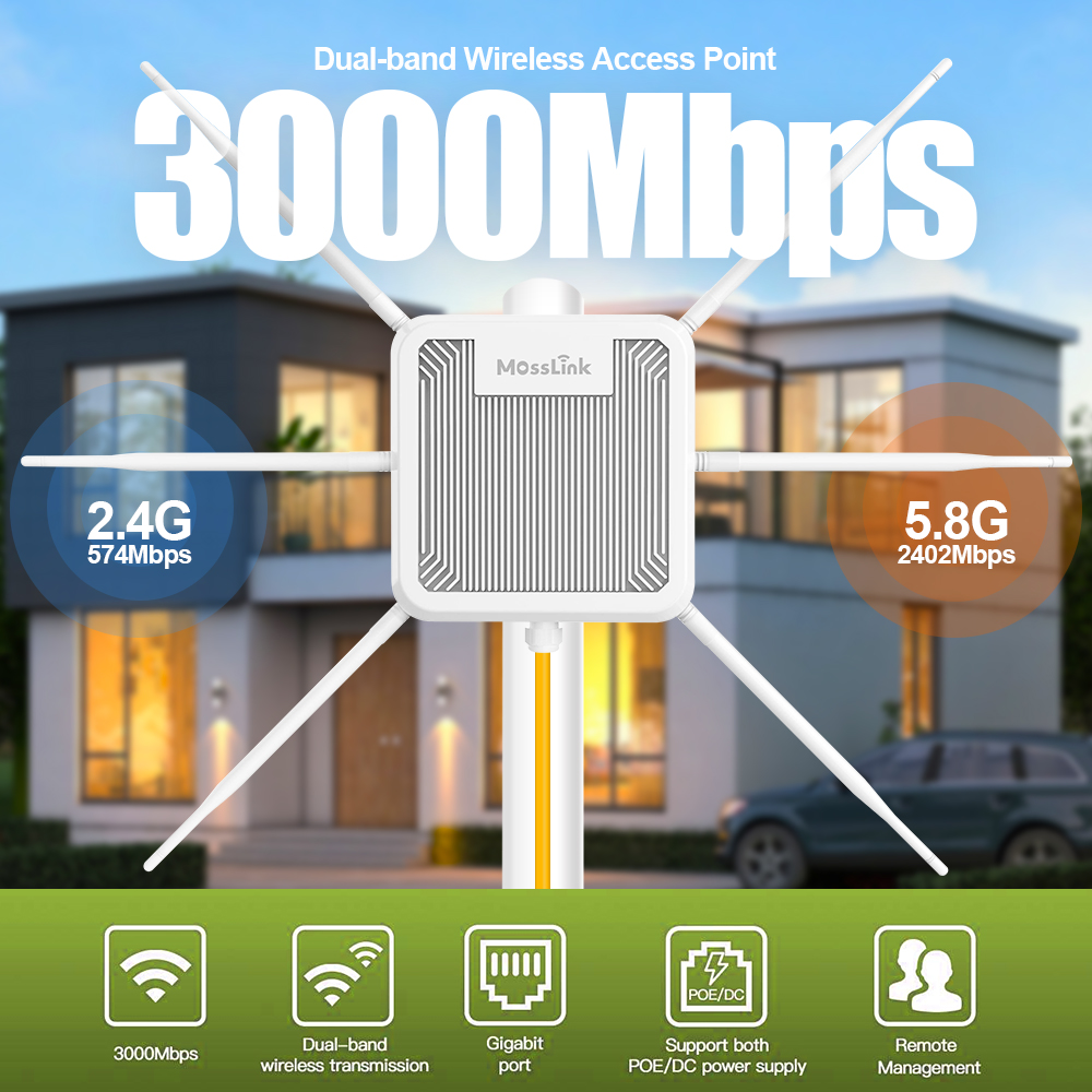 Wifi 6 Outdoor Ap Waterproof - มอสสลิงค์ WiFi6 AX3000 เราเตอร์ AP กลางแจ้ง