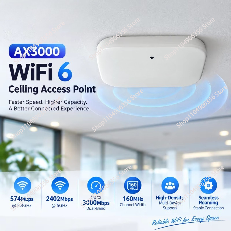 AX3000 จุดเชื่อมต่อไร้สายภายใน - Wifi 6 Access Point Ceiling Poe บทวิจารณ์และราคา