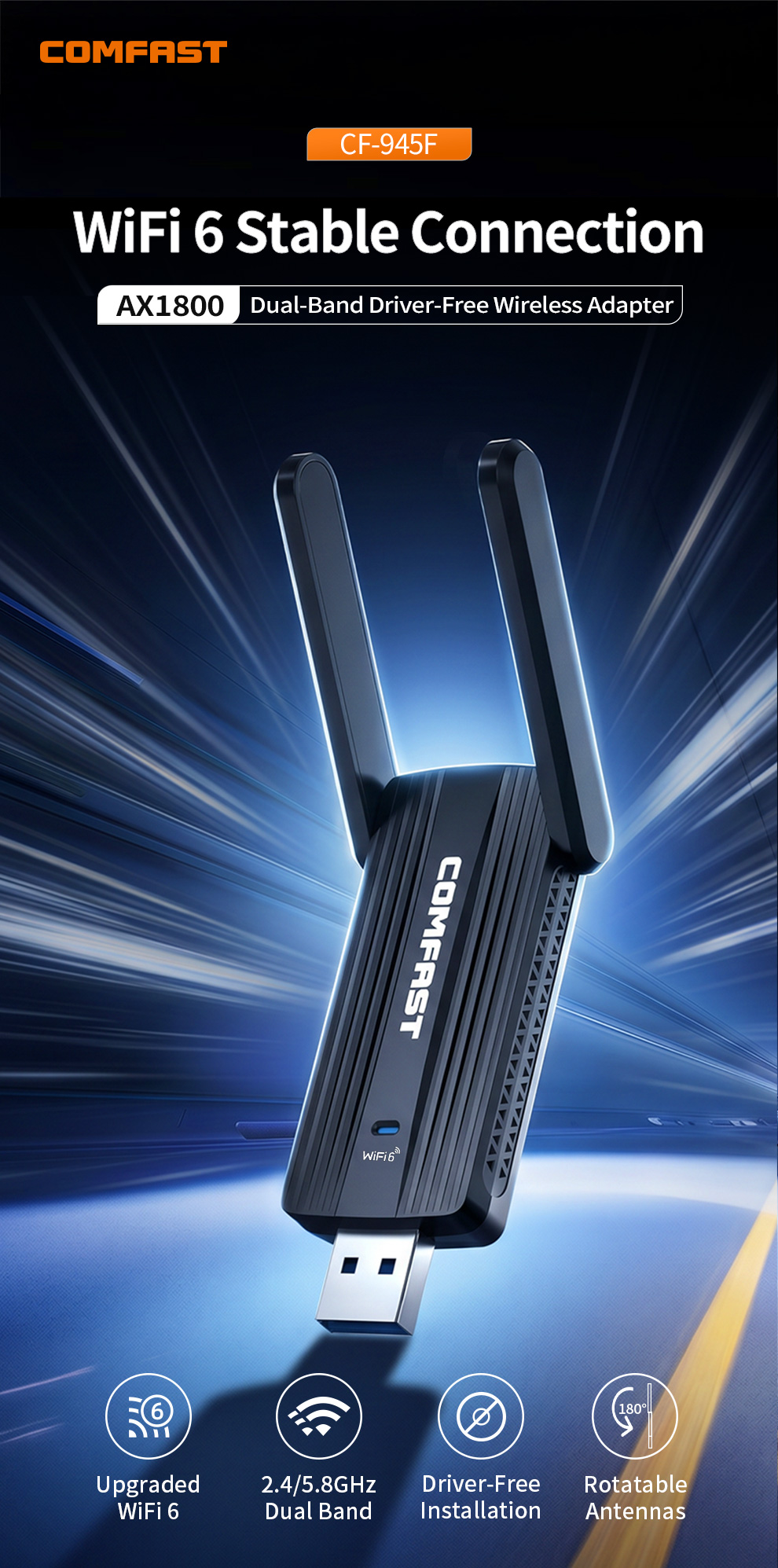 COMFAST AX1800 อะแดปเตอร์ USB  - Wifi 6 Usb Adapter Ax1800 บทวิจารณ์และราคา