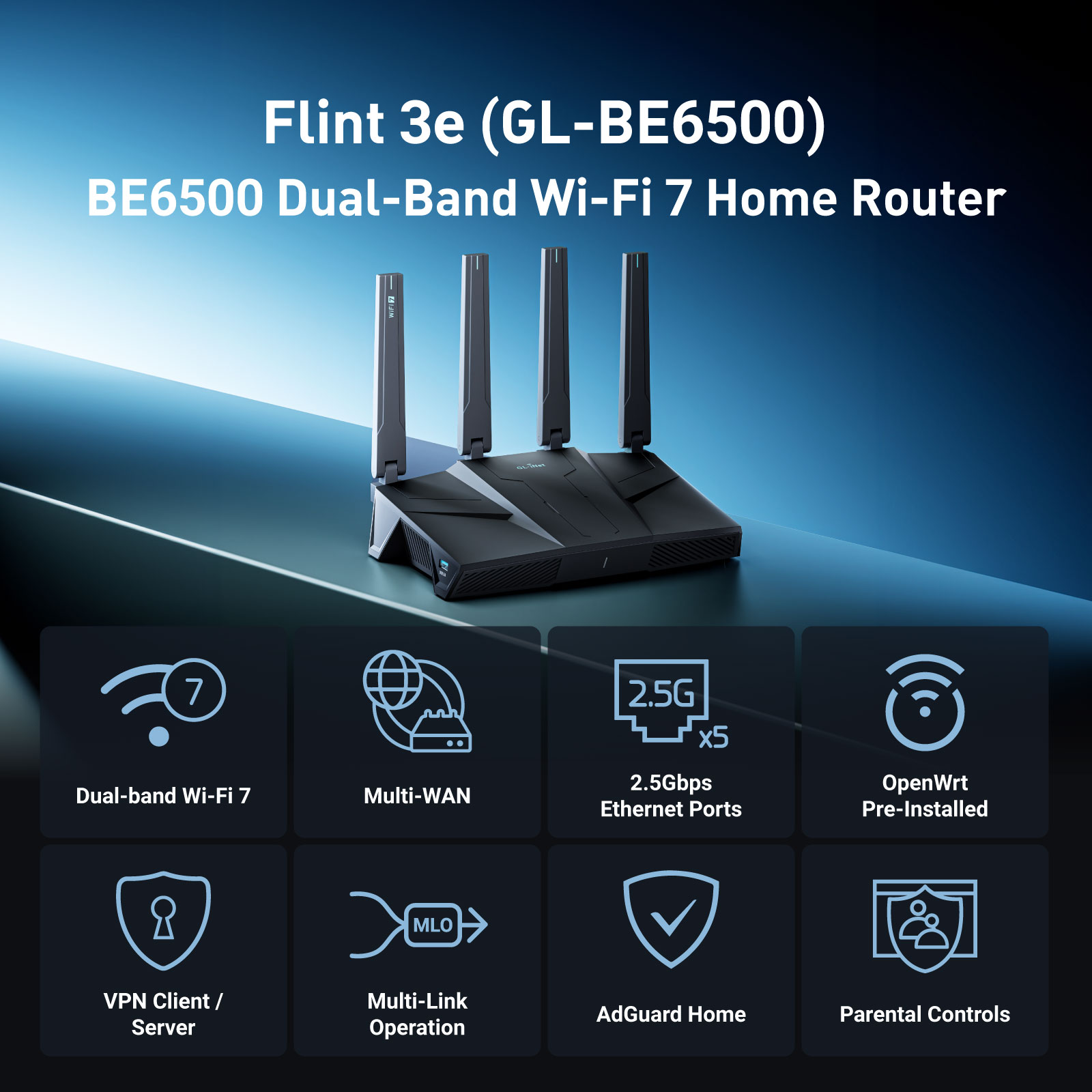 GL.iNet GL-BE6500 (Flint 3e) เ - Gaming Router 2.5G Port บทวิจารณ์และราคา