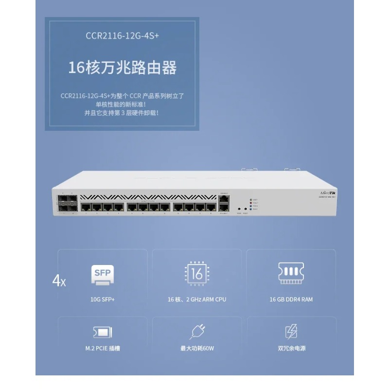 CCR2116-12G-4S+ เราเตอร์สำหรับ - Router With Sfp+ 10G Port บทวิจารณ์และราคา