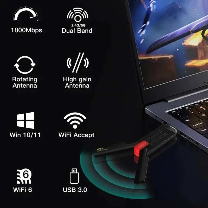 อะแดปเตอร์ไร้สาย WiFi 6 AX1800 - Wifi 6 Usb Adapter Ax1800 บทวิจารณ์และราคา